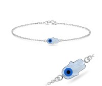 Evil Eye Hamsa Shape Silver Bracelet BRS-205